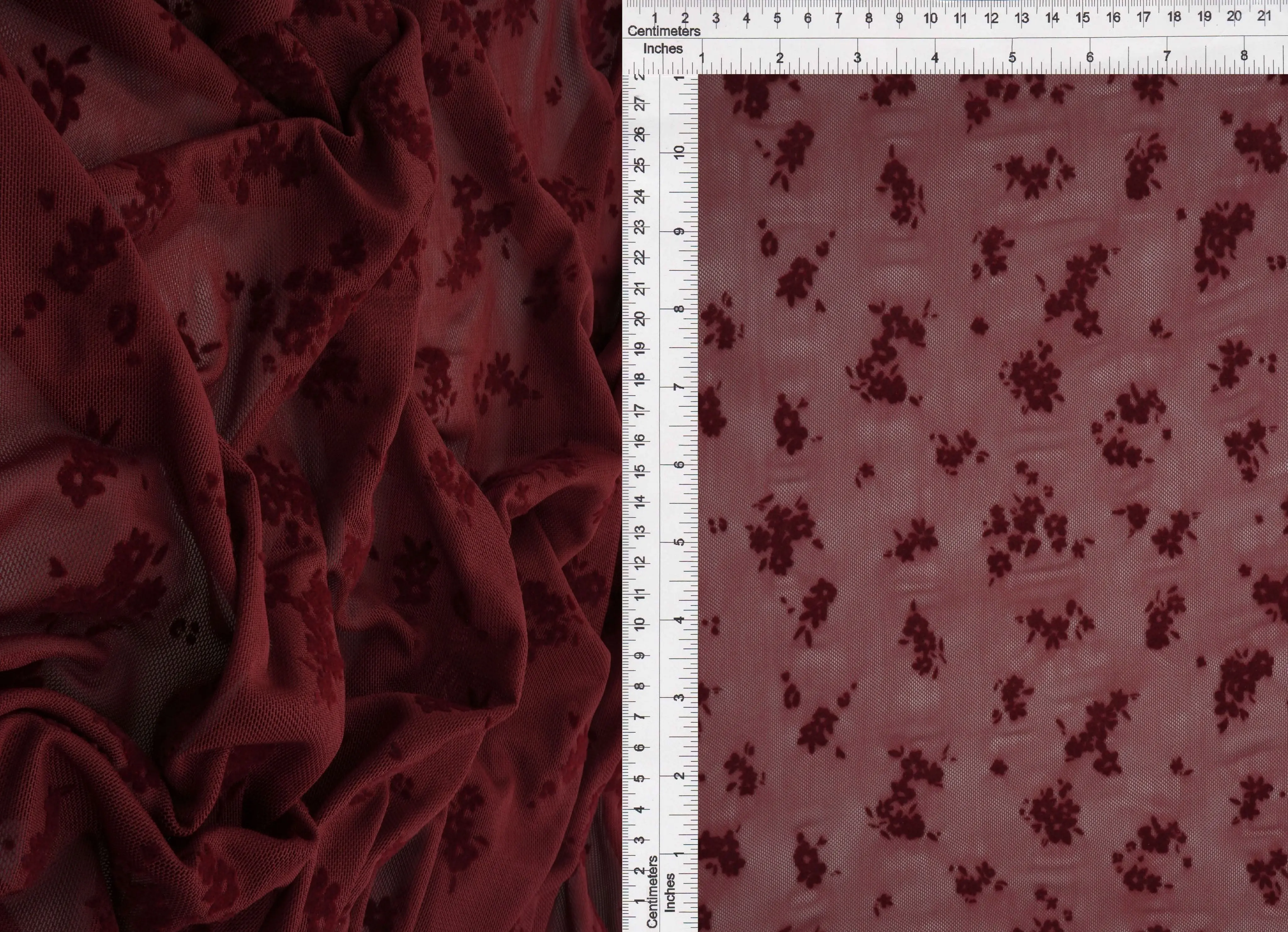 Black Floral Ditsy Flocking Mesh - FLOCK-MS11282 - Image 4