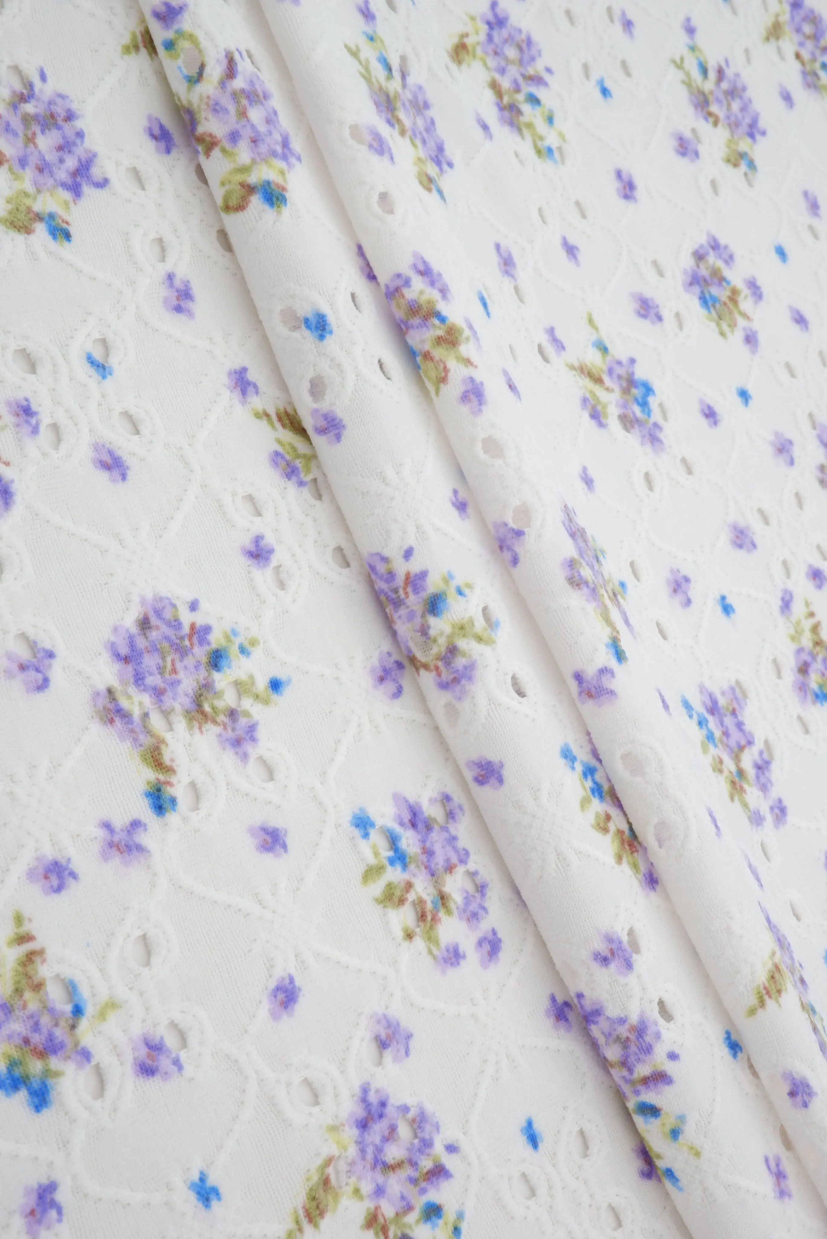 DTY Knit Jacquard Eyelet Ditsy Floral Fabric   KNT4187-MS11485 - Image 3