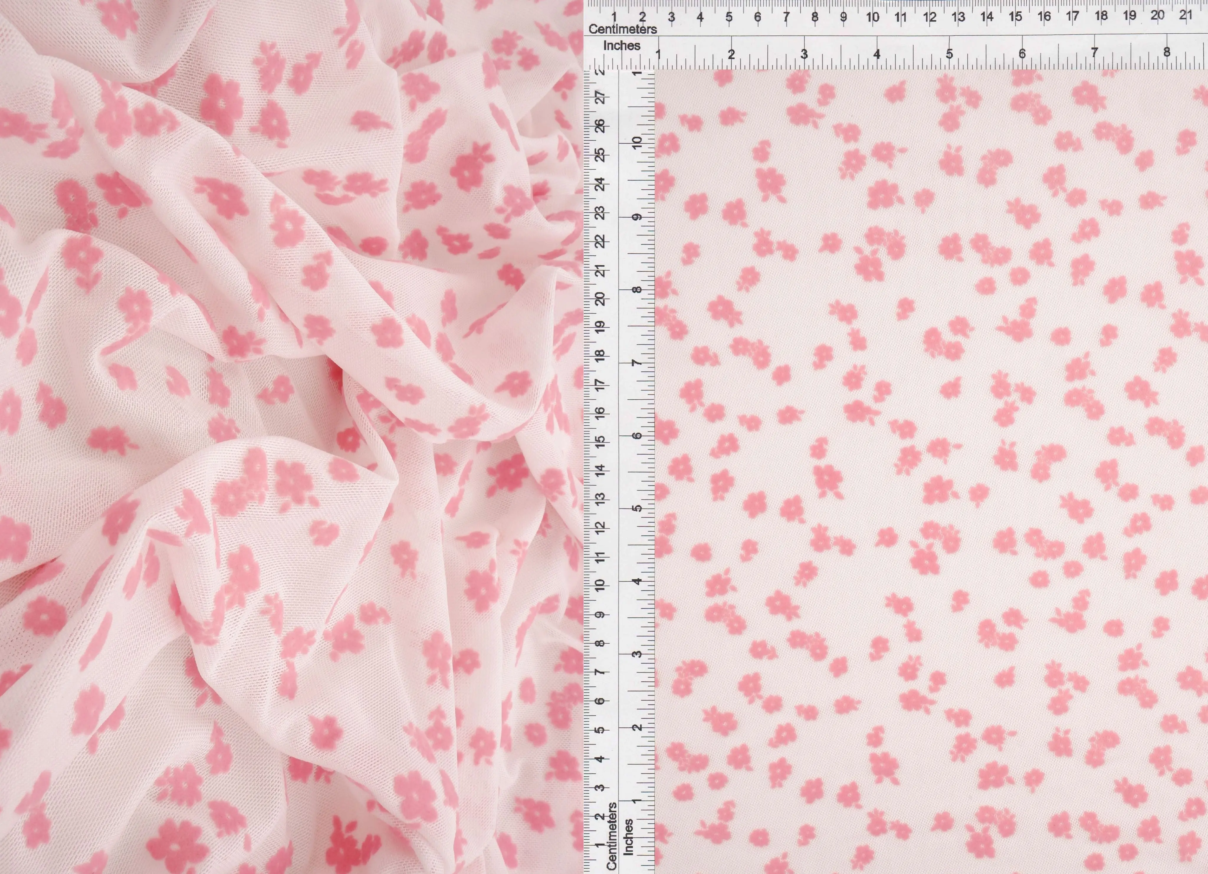 Floral Flocked Mesh Stretch Fabric - FLOCK-MS11486 - Image 5