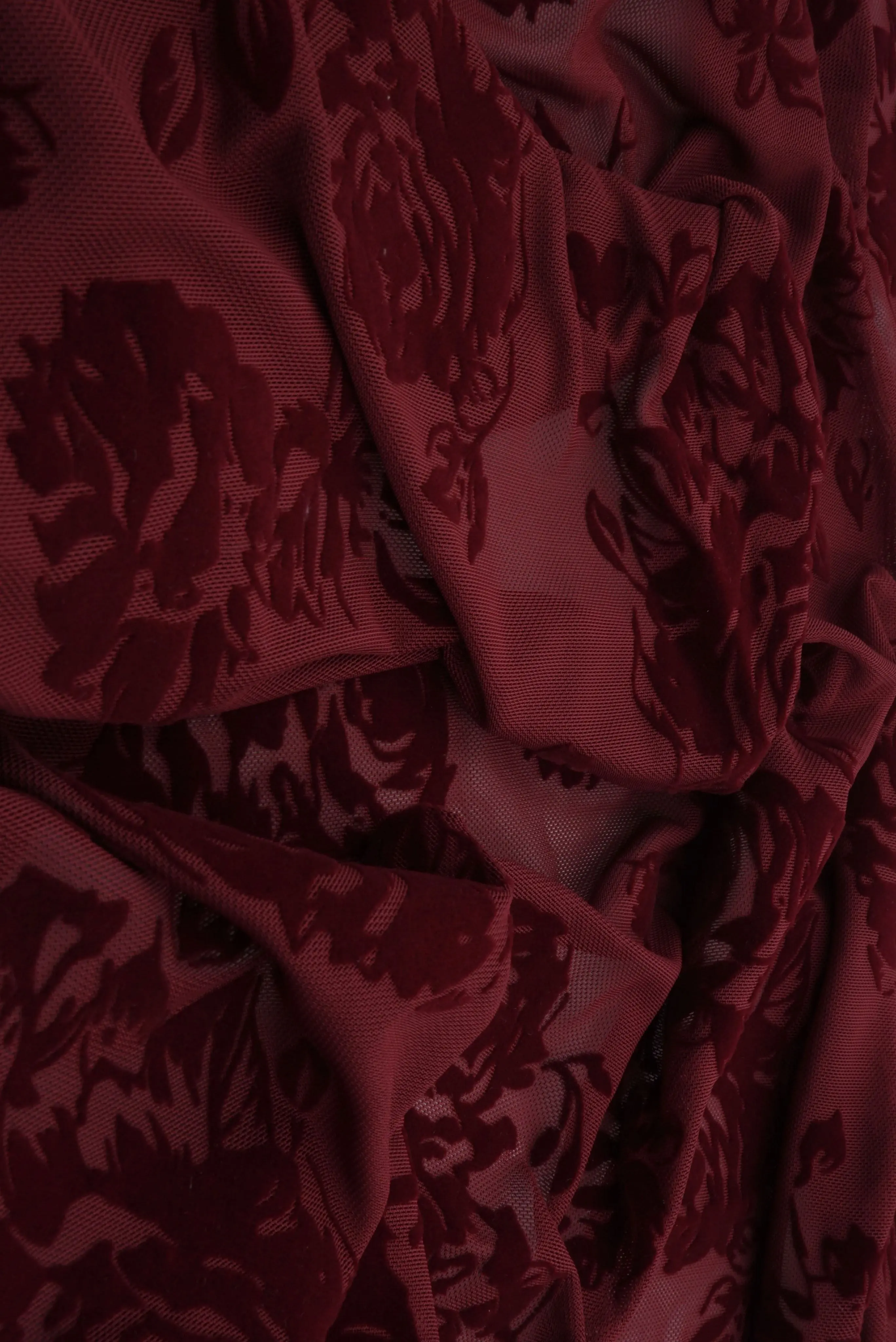 Floral Flocked Mesh Stretch Fabric - FLOCK-S70420 - Image 3