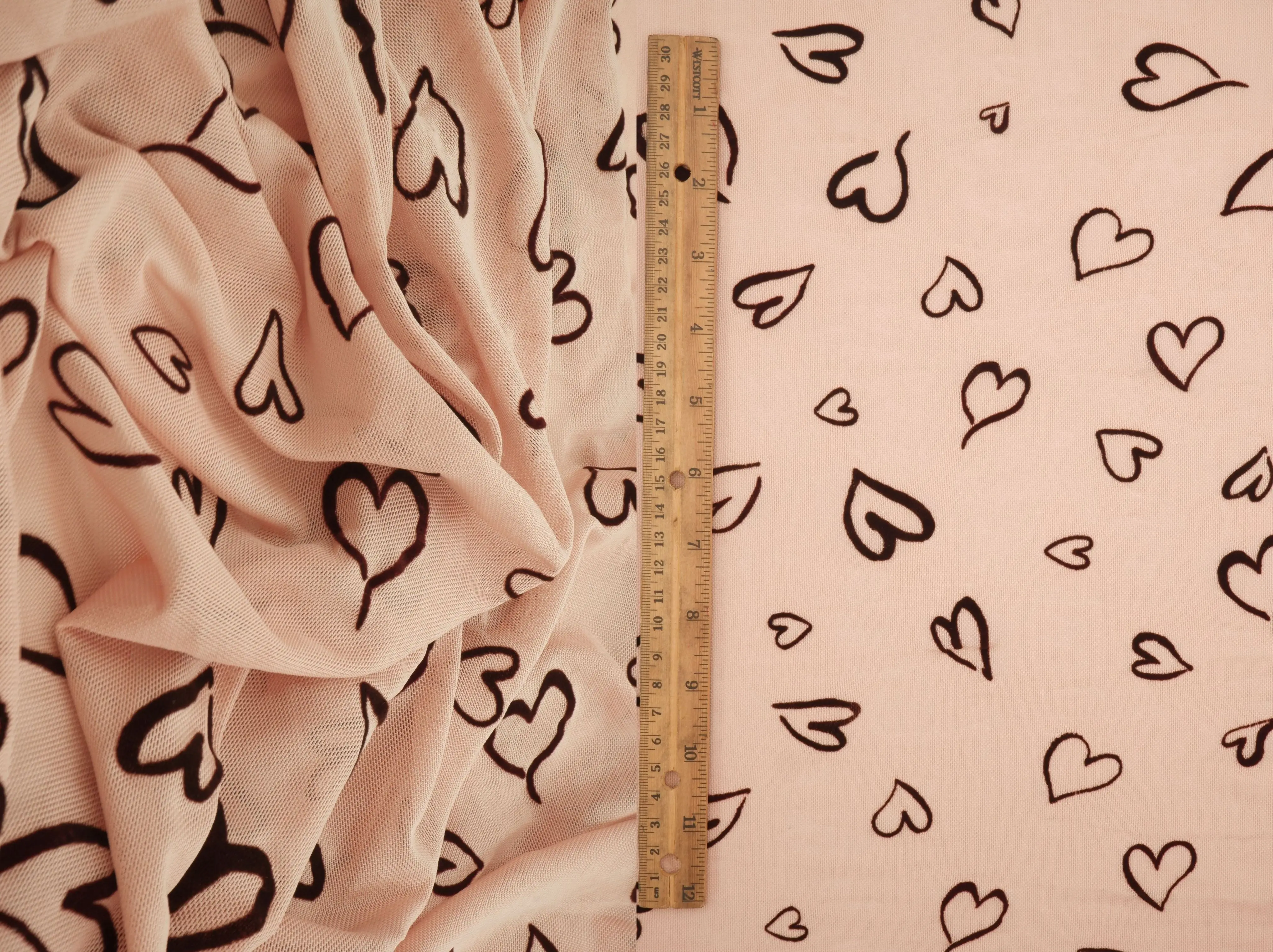 Heart Flocked Double Color Mesh Fabric   FLOCK-MS11550 - Image 4