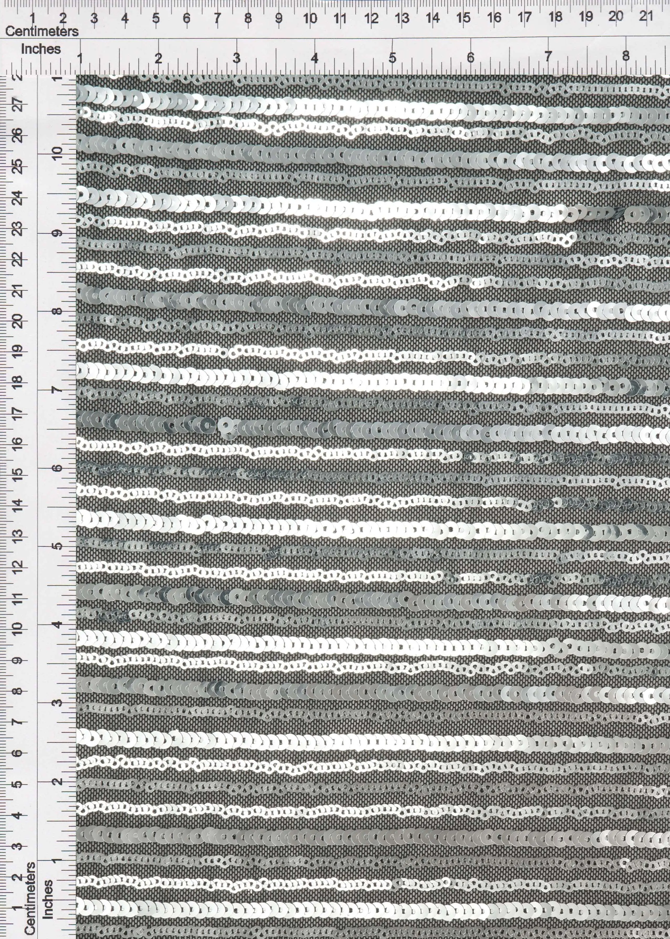 Black & Silver Sequin Embroidered Lace Knit Fabric - KNC-33544 - Image 2