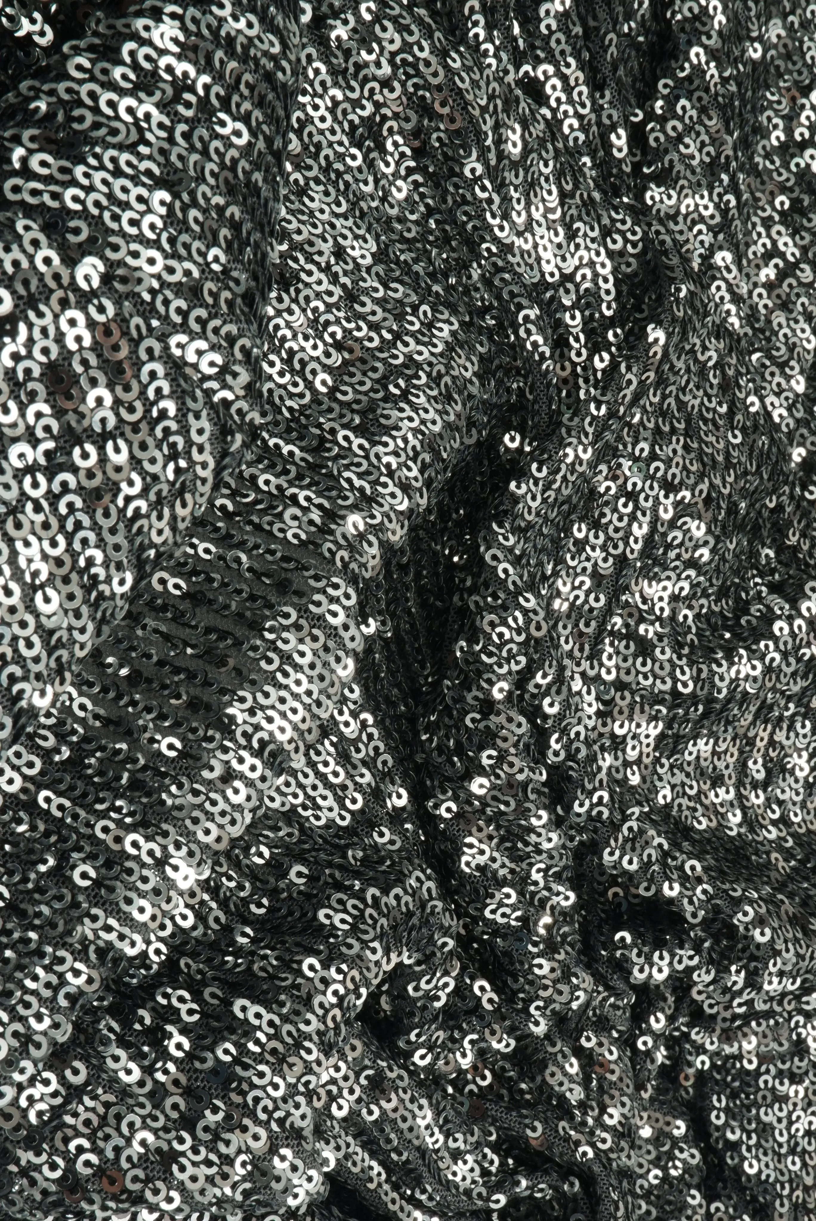 Silver Sequin Embroidered Mesh Knit Fabric - KNC-33546-2 - Image 3