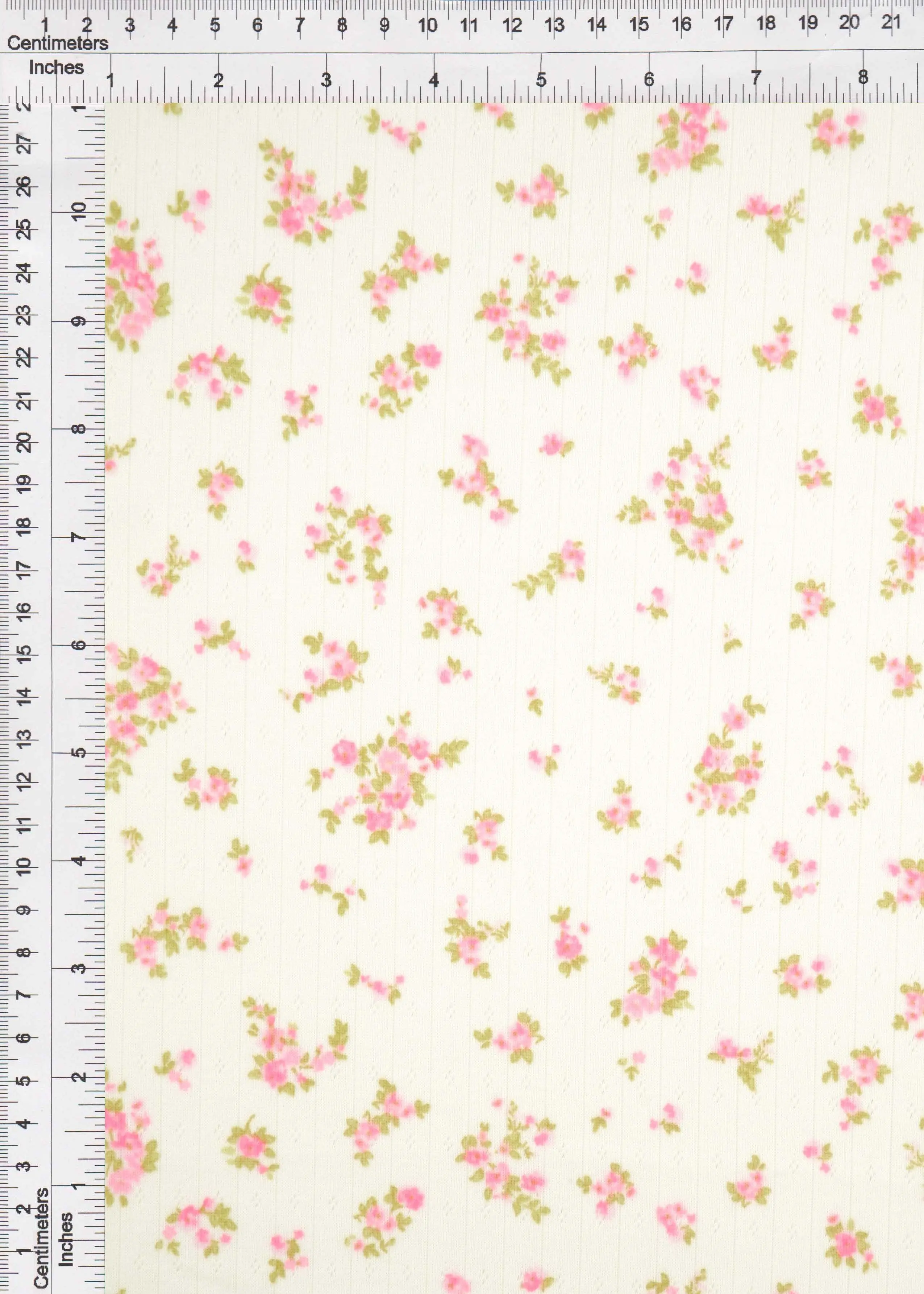 Cotton Style Pointelle Ditsy Print Knit Fabric   KNT4622-DU1337B - Image 6