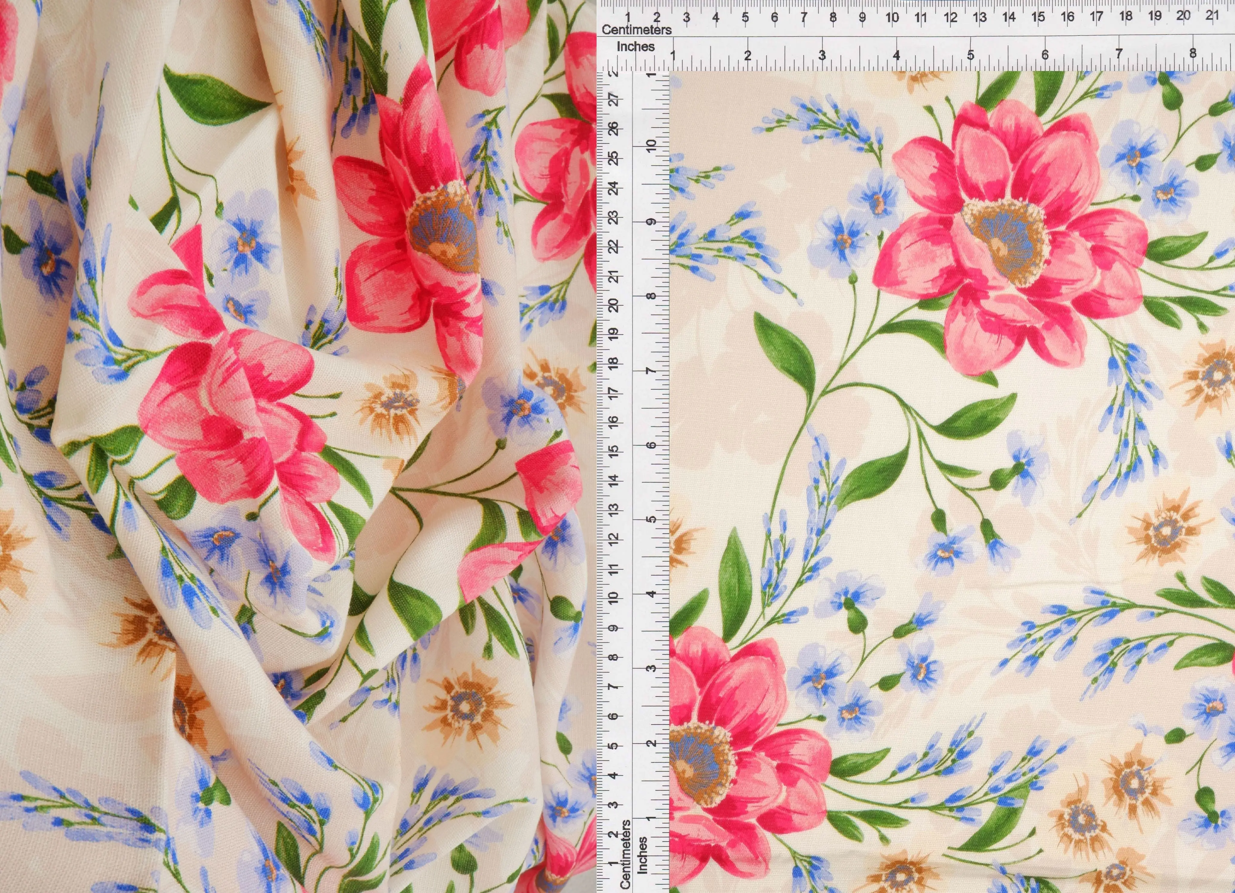 Floral Digital Print Rayon Linen Slub Fabric - LIN4650-MS11509 - Image 2