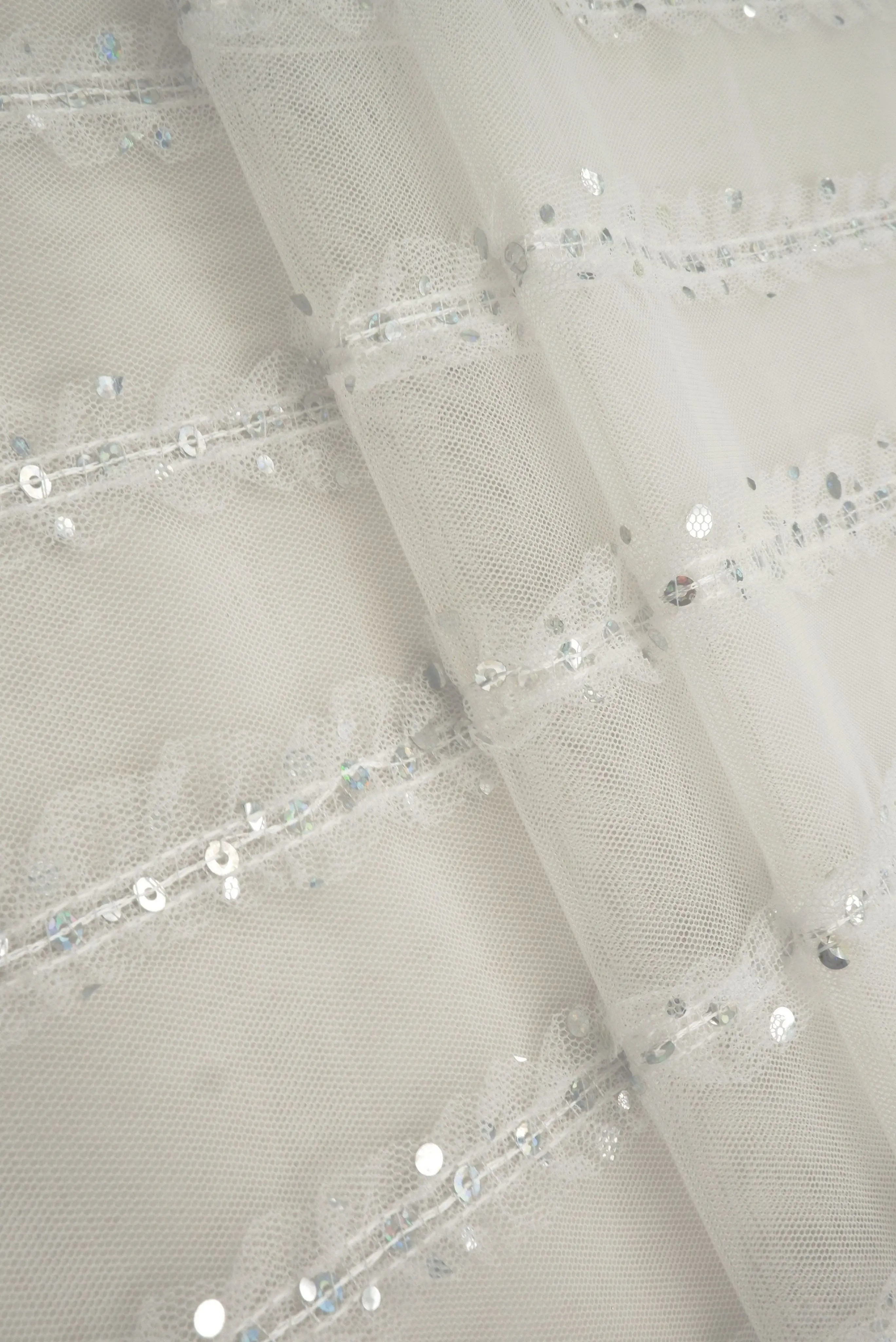 Embroidered Sequin Mesh Stretch Fabric - MESH SQ EMBR 12 - Image 2