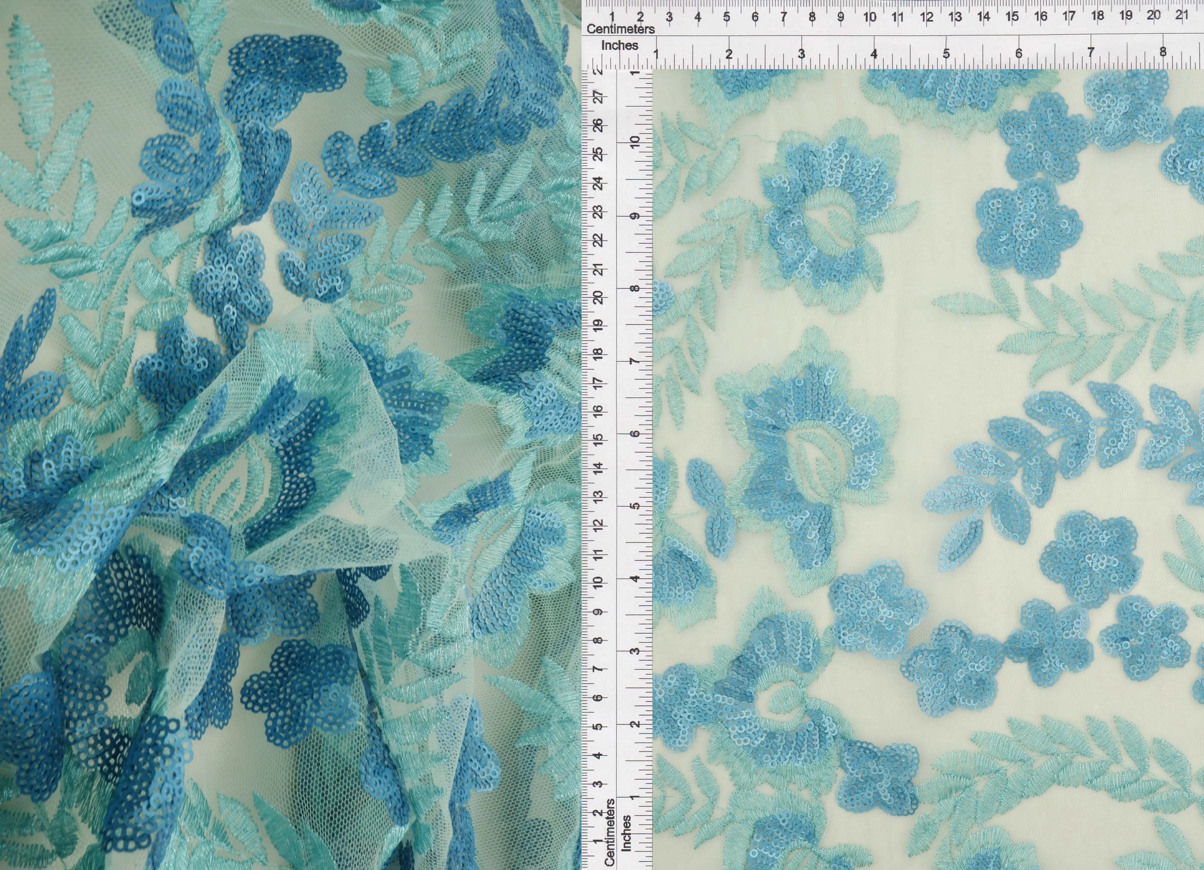 Embroidered Sequin Mesh Stretch Fabric - MESH SQ EMBR 3 - Image 2