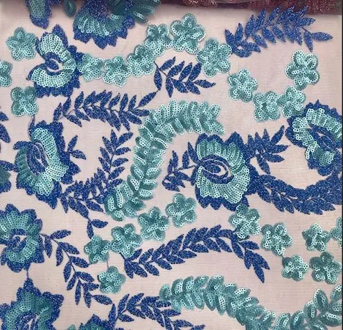 Embroidered Sequin Mesh Stretch Fabric - MESH SQ EMBR 3 - Image 5