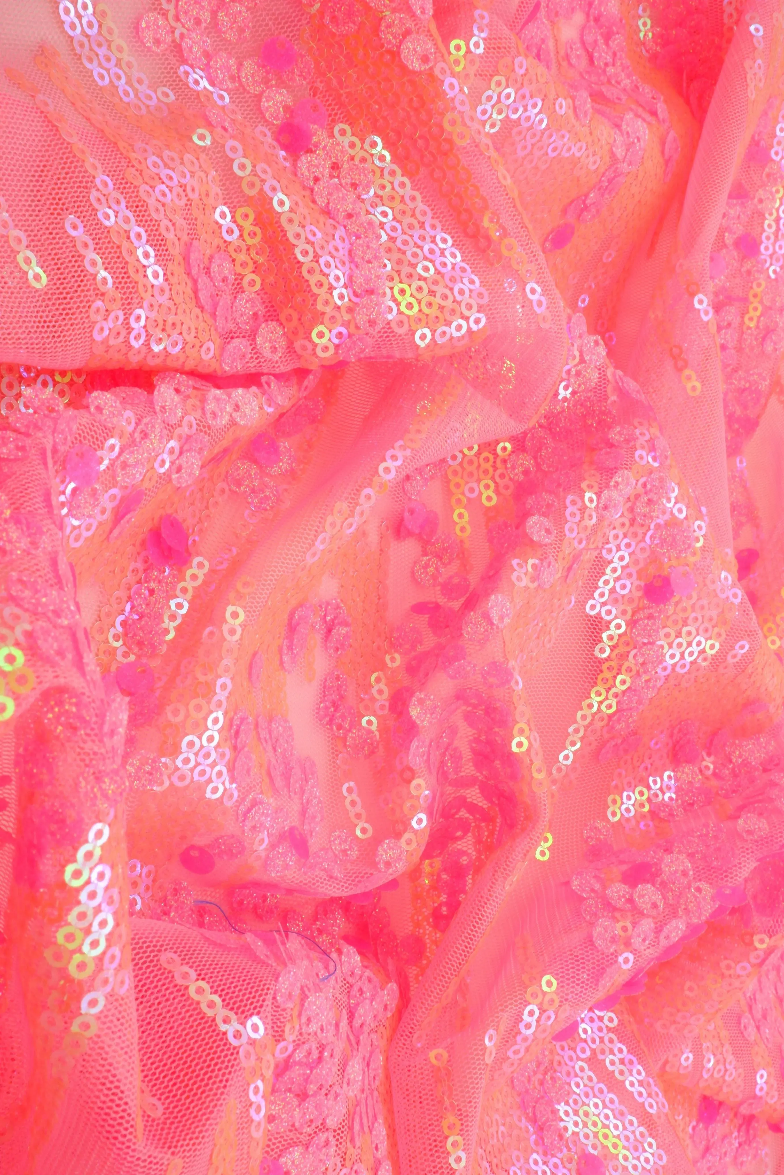 Embroidered Sequin Mesh Stretch Fabric - MESH SQ EMBR 4 - Image 3
